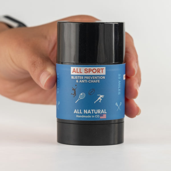 all sport blister prevention, blister repair, anti-chafe stick, anti-chafe cream, how to stop blisters and rubbing, all natural ingredients anti chafe, all sports, endurance sports, intense sports anti chafing