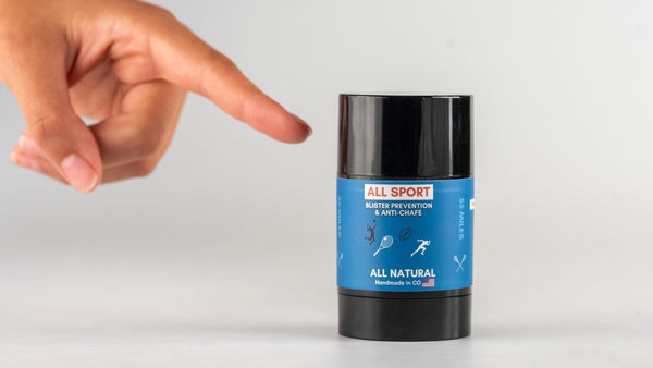 all sport blister prevention, blister repair, anti-chafe stick, anti-chafe cream, how to stop blisters and rubbing, all natural ingredients anti chafe, all sports, endurance sports, intense sports anti chafing